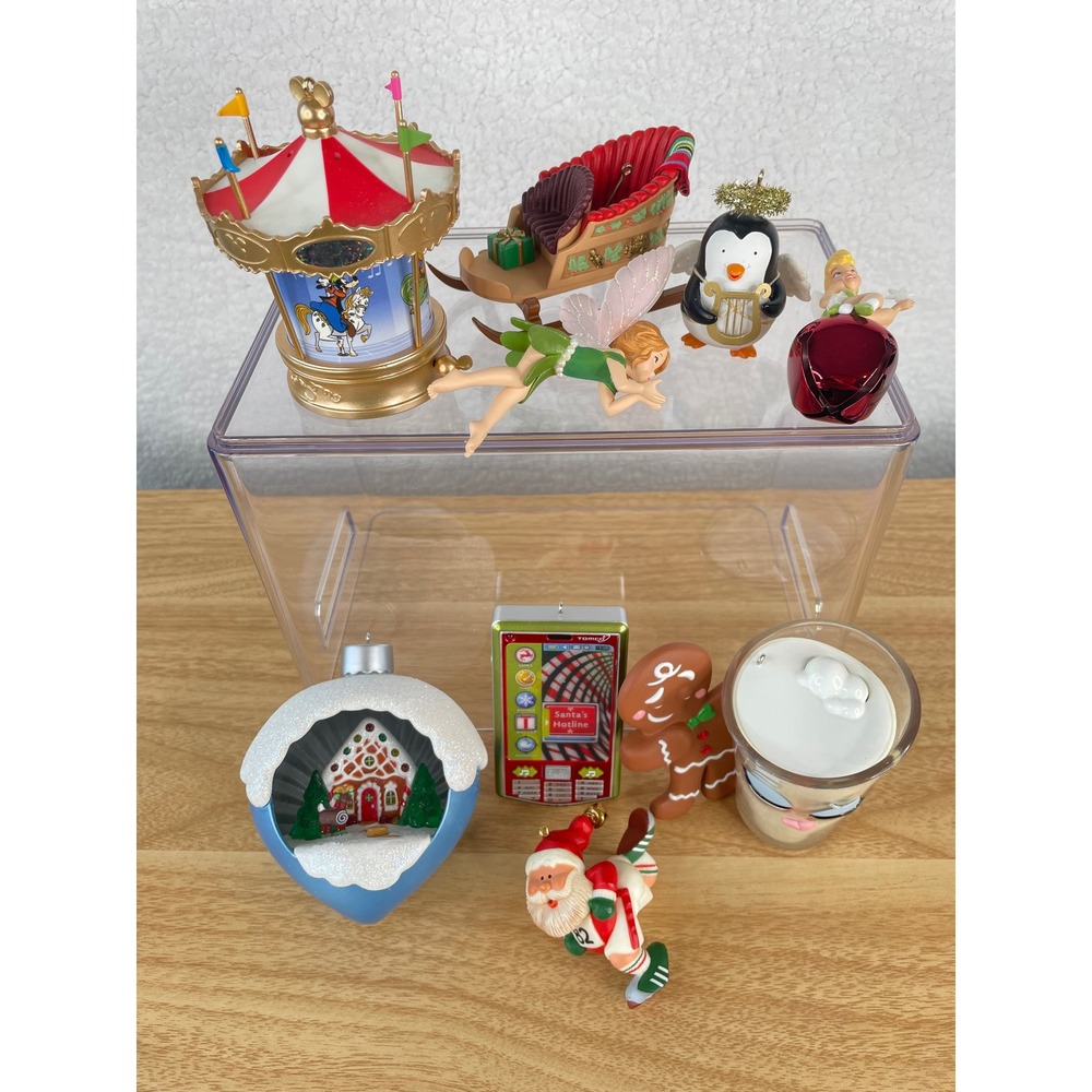 Hallmark Keepsake Disney Christmas Ornament Lot Tinker Bell Carousel Santa 10pc